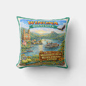 Winona, MN Minnesota Souvenir Pillow クッション (正面)