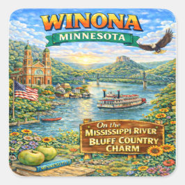 Winona, MN Minnesota Souvenir Stickers スクエアシール