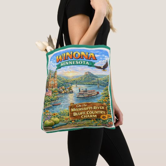 Winona, MN Minnesota Souvenir Tote Bag トートバッグ (クローズアップ)