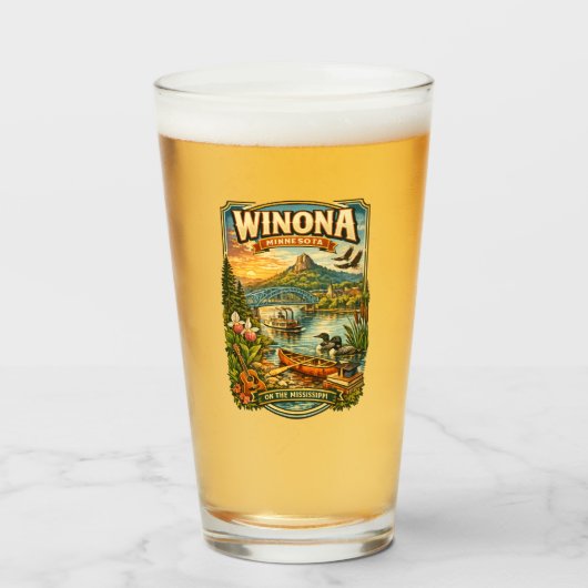 Winona, MN Minnesota Unique Souvenir Glass Cup タンブラーグラス (ドリンク正面)