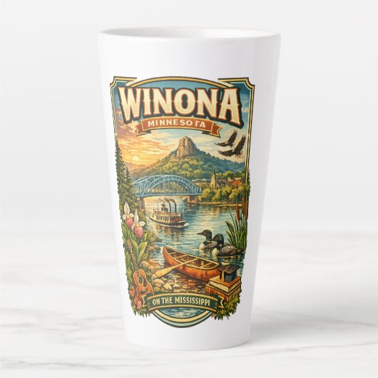 Winona, MN Minnesota Unique Souvenir Latte Mug カフェラテマグ (正面)