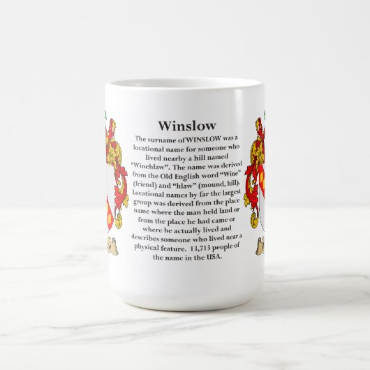 Winslow家族の紋章付き外衣 コーヒーマグカップ (中央)