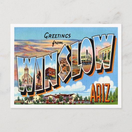 Winslow, Arizona Vintage Travelからの挨拶 ポストカード (正面)