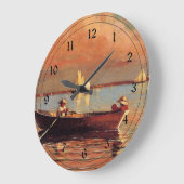 Winslow Homer: Glouchester Harbor, 1873，アートワーク ラージ壁時計 (傾斜)