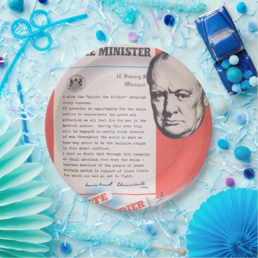 Winston Churchill、英国の第2次世界大戦ポスターの再印刷。 ペーパープレート (パーティー)