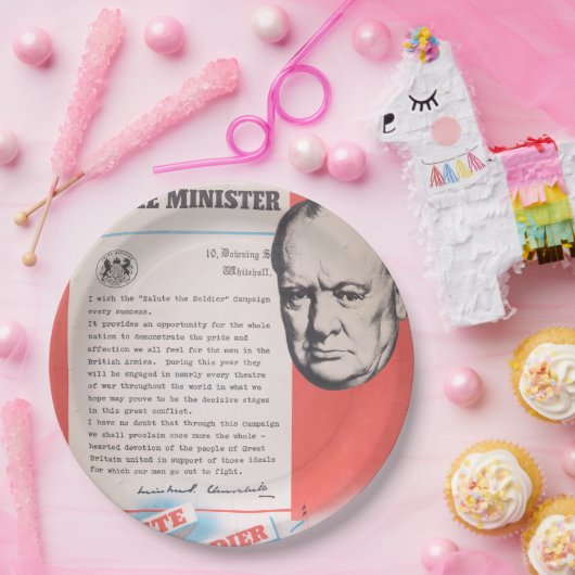 Winston Churchill、英国の第2次世界大戦ポスターの再印刷。 ペーパープレート (パーティー)