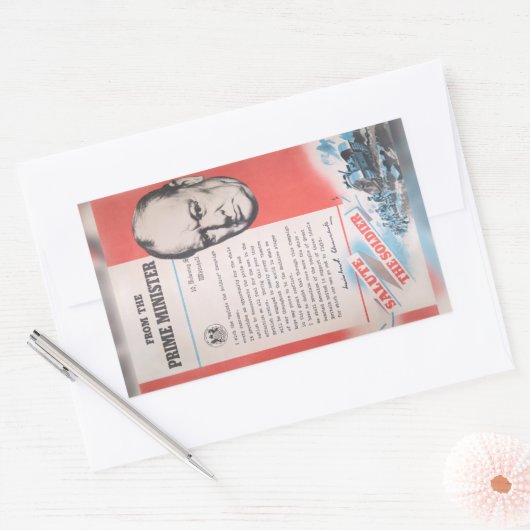 Winston Churchill、英国の第2次世界大戦ポスター再版 長方形シール (封筒)