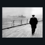 Winston Churchill At Sea ポスター<br><div class="desc">This vintage WW2 image features Winston Churchill, walking the deck of the HMS Prince of Wales, after his first meeting with President Roosevelt during the Atlantic Conference. Celebrate British and WWII History with this digitally restored vintage war poster product from The War Is Hell Store. Want More Military and History...</div>