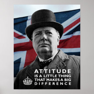 Winston Churchill- "Attitude Makes A Difference" ポスター