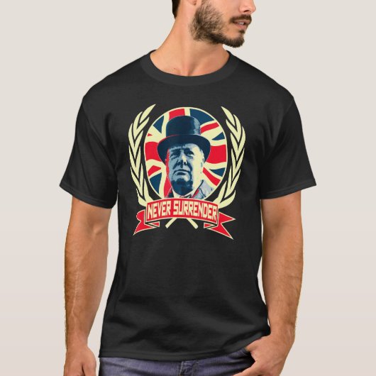 Winston Churchill Never Surrender British Pride Tシャツ (正面)