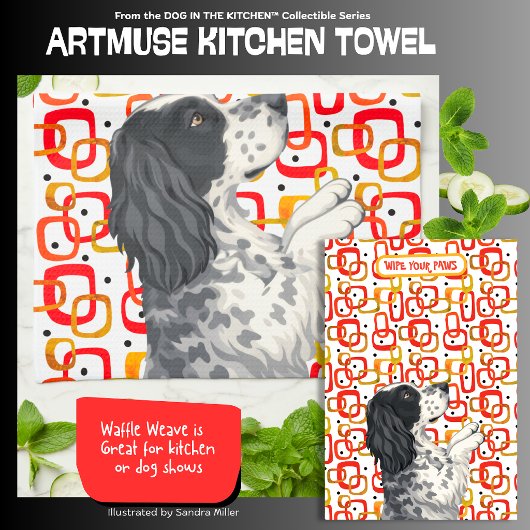 WINSTON English Setter  - ArtMuse Kitchen Towels  キッチンタオル