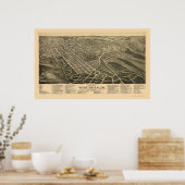 Winston-Salem, NCパノラママップ – 1891 ポスター (キッチン)