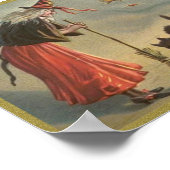 Wintage Halloween Witch, Cat ポスター (角)