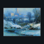 WiNterのセントラルパークからのクリスマスの願い シーズンポストカード<br><div class="desc">1930絵画年にニューヨークCItyのセントラルパークから。カスタマイズ可能なクリスマスの挨拶</div>