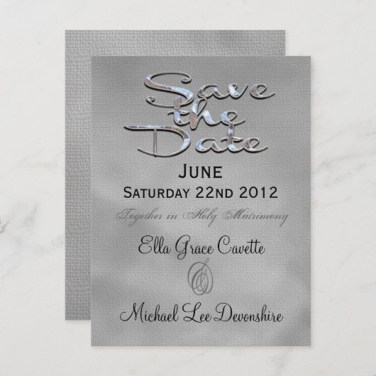 Winterエレガント日付のリマインダ結婚ーを保存 案内ポストカード (正面/裏面)