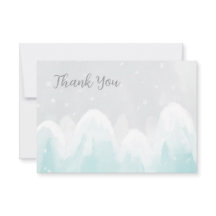 WInterスノーライトブルー赤ちゃんシャワーサンキューカード