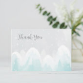 WInterスノーライトブルー赤ちゃんシャワーサンキューカード サンキューカード (スタンド正面)