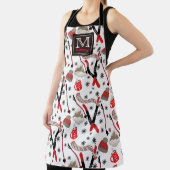 WInterマウンテンスキートリップテーマパターンモノグラム エプロン (インサイチュ)