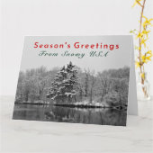 Winter カスタマイズ Wonderland、Snowy USAクリスマス カード (黄色い花)