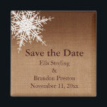 Winter グラデーション Save the Date Magnet マグネット<br><div class="desc">バーラップの背景の明るい雪図解入りの、写真付きの片は、この日付磁石を保存する。</div>