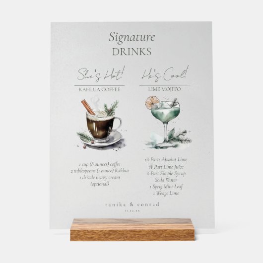 Winter 素朴 Signature Drinks Frosted ID1049 アクリルサイン (正面)