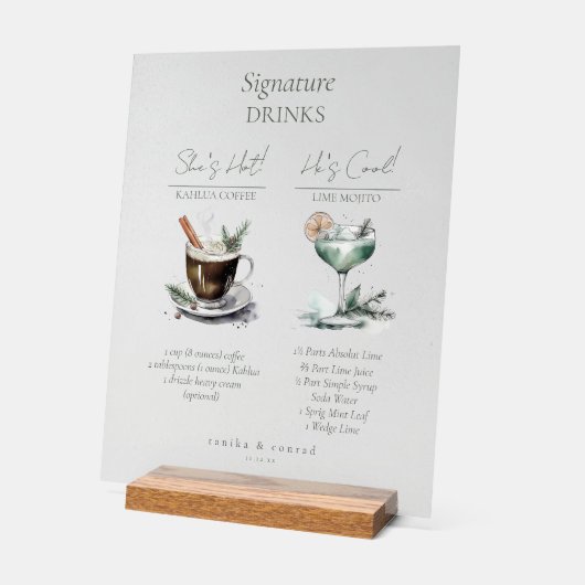 Winter 素朴 Signature Drinks Frosted ID1049 アクリルサイン (傾斜)