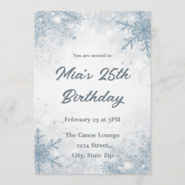 Winter 25th Birthday Invitation – Snowflakes 招待状