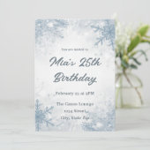 Winter 25th Birthday Invitation – Snowflakes 招待状 (スタンド正面)