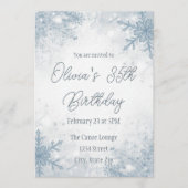 Winter 35th Birthday Invitation – Cool Gray Snow 招待状 (正面)