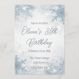 Winter 35th Birthday Invitation – Cool Gray Snow 招待状