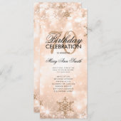 Winter 70エレガント誕生日プログラムバラ金ゴールドメニュー 招待状 (正面/裏面)