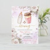 Winter A Baby Is Brewing Coffee Baby Shower 招待状 (スタンド正面)
