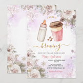 Winter A Baby Is Brewing Coffee Baby Shower 招待状 (正面/裏面)