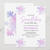 Winter A Little Snowflake Baby Shower 招待状 (正面/裏面)