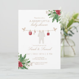 Winter A Merry Little Baby Shower Invitation サンキューカード