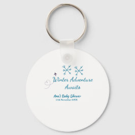 Winter Adventure awaits baby shower blue snowflake キーホルダー