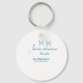 Winter Adventure awaits baby shower blue snowflake キーホルダー (裏面)