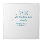 Winter Adventure awaits baby shower blue snowflake タイル (正面)