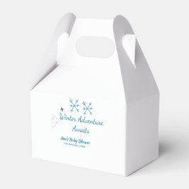 Winter Adventure awaits baby shower blue snowflake フェイバーボックス