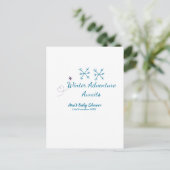 Winter Adventure awaits baby shower blue snowflake ポストカード (スタンド正面)