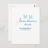 Winter Adventure awaits baby shower blue snowflake ポストカード (正面/裏面)