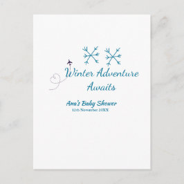 Winter Adventure awaits baby shower blue snowflake ポストカード