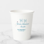 Winter Adventure awaits baby shower blue snowflake 紙コップ (正面)