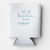 Winter Adventure awaits baby shower blue snowflake 缶クーラー (正面)