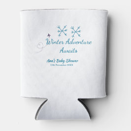 Winter Adventure awaits baby shower blue snowflake 缶クーラー