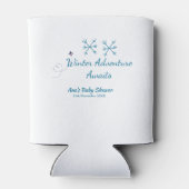 Winter Adventure awaits baby shower blue snowflake 缶クーラー (裏面)