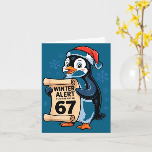 Winter Alert Penguins Who Say 67 Six Seven Meme Ch カード (黄色い花)