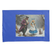 Winter Alice青の標準の枕カバーのペア 枕カバー (正面右)