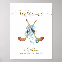 Winter All Star Bow Hockey Baby Shower Welcome ポスター