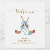 Winter All Star Hockey Baby Shower Welcome  ワインラベル (シングルラベル)